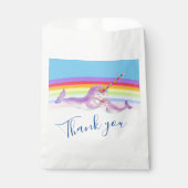 Sachets En Papier Mignonne narval mère bébé bleu arc-en-ciel baby sh (Devant)