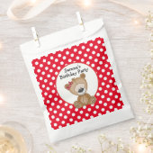 Sachets En Papier Mignonne Ours en Teddy avec Anniversaire Pois (Coupé)