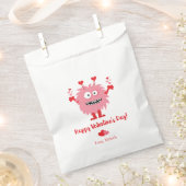 Sachets En Papier Mignonne Saint Valentin Coeurs de monstre rose (Coupé)