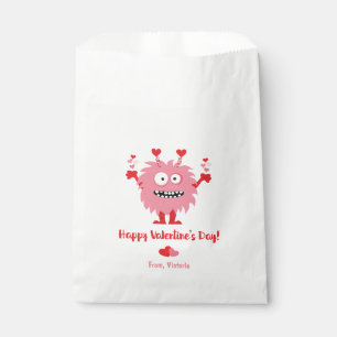 Sachets En Papier Mignonne Saint Valentin Coeurs de monstre rose