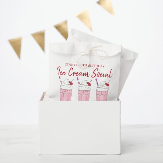 Sachets En Papier Milkshake rose Crème de glace Social Anniversaire (Fête)
