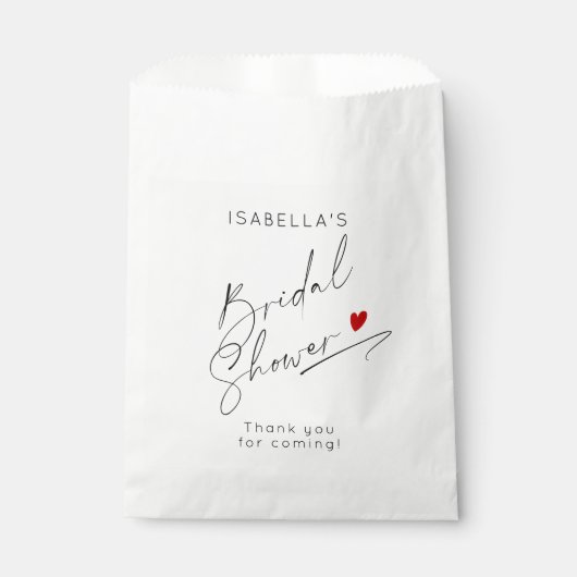 Sachets En Papier Mini coeur de script moderne Douche nuptiale (Devant)