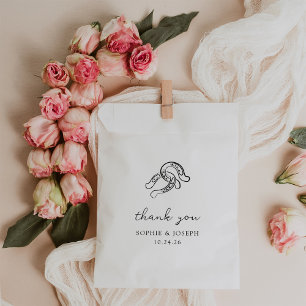 Sachets En Papier Mini-fer à cheval Mariage noir et blanc