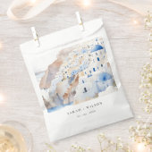 Sachets En Papier Minimal chic Santorini Grèce Mariage aquarelle (Coupé)