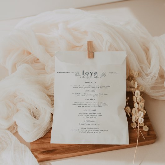 Sachets En Papier Minimal moderne | Menu Mariage unique