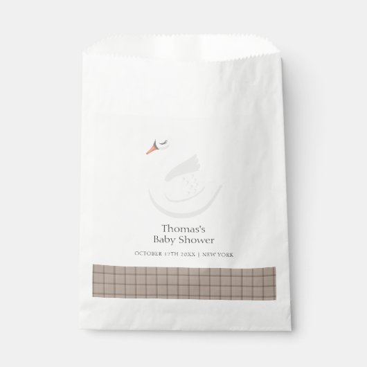Sachets En Papier Minimal moderne Swan Plaid En vichy Baby shower ga (Devant)