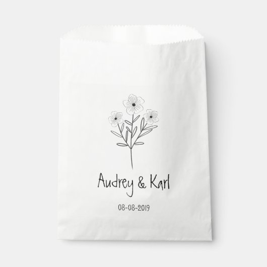 Sachets En Papier Minimalist Wildflowers Wedding Monogram Design (Devant)