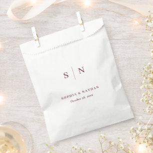 Sachets En Papier Minimaliste et Chic Mariage Blanc et Bourgogne