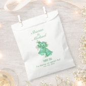 Sachets En Papier Mint Green Bells Mariage Favor Bag Noms et Date (Coupé)