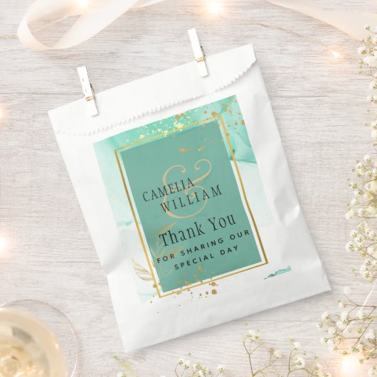 Sachets En Papier Mint Green Gold MARIAGE Encre d'alcool Abstraite (Coupé)