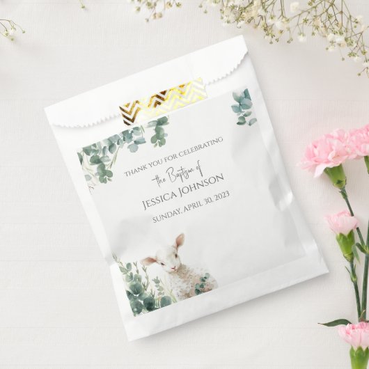 Sachets En Papier Minuscule agneau de bébé et baptême d'Eucalyptus (Scellé)