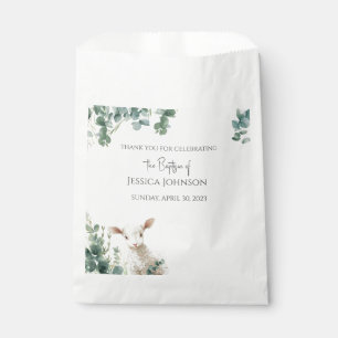 Sachets En Papier Minuscule agneau de bébé et baptême d'Eucalyptus
