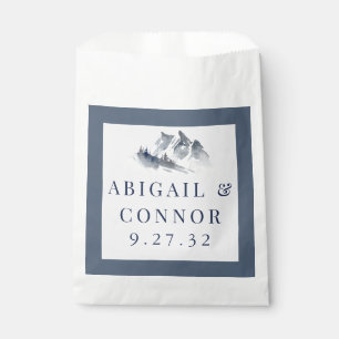 Sachets En Papier Misty Mountain Blue Grey Blanc Élégant Bordure