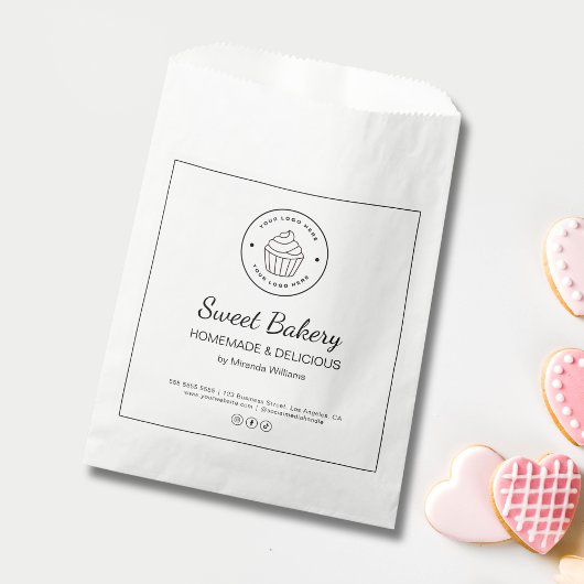 Sachets En Papier Modern Bakery Custom Logo Paper Bag