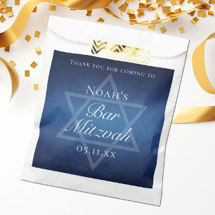 Sachets En Papier Modern Bar Mitzvah Blue Star de David Custom Party