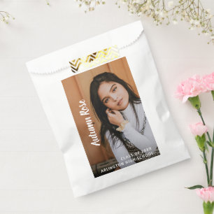 Sachets En Papier Modern Bold Script Nom Photo Girl Graduation
