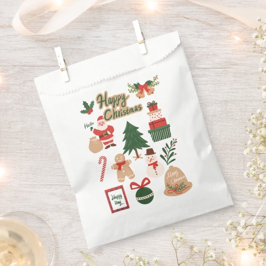 Sachets En Papier Modern Christmas Santa and Gingerbread Pattern (Coupé)