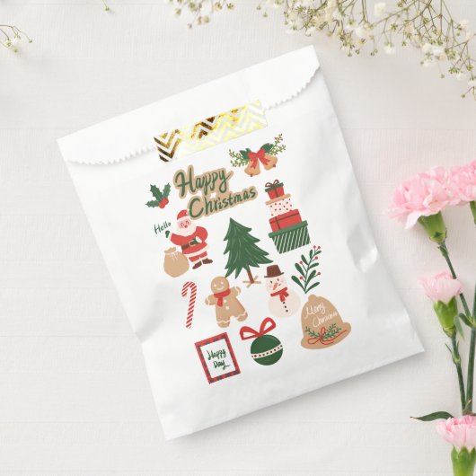 Sachets En Papier Modern Christmas Santa and Gingerbread Pattern (Scellé)