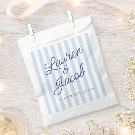 Sachets En Papier Modern Minimal Minimalist Blue Stripes Wedding (Coupé)