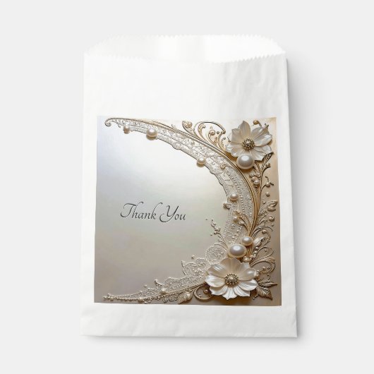 Sachets En Papier Modern White Flowers Pearls Favor Bag (Devant)