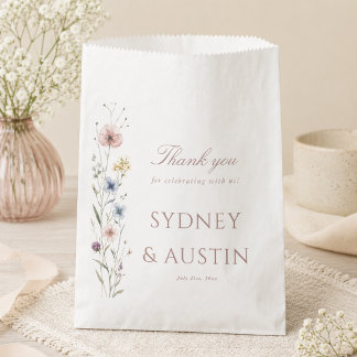 Sachets En Papier Modern Wildflower Neutral Shower Party Thank You