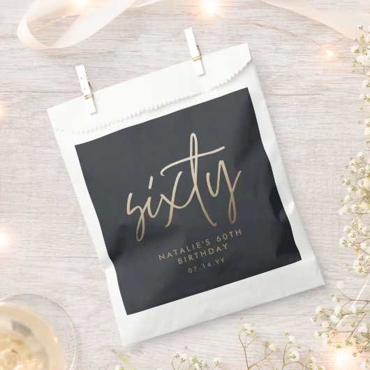 Sachets En Papier Moderne 60e anniversaire simple élégant script élé (Coupé)