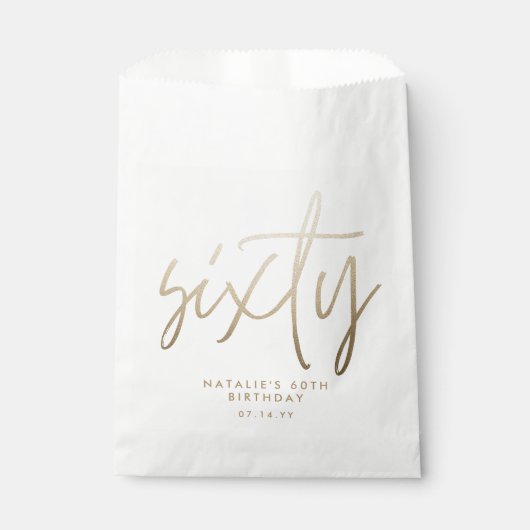 Sachets En Papier Moderne 60e anniversaire simple élégant script élé (Devant)