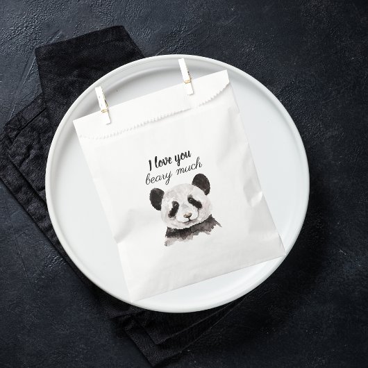 Sachets En Papier Moderne Je T'Aime Beary Beaucoup Panda Noir Et Bla