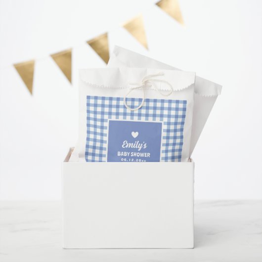 Sachets En Papier Moderne Sweet Pastel Blue En vichy Baby shower gar (Fête)