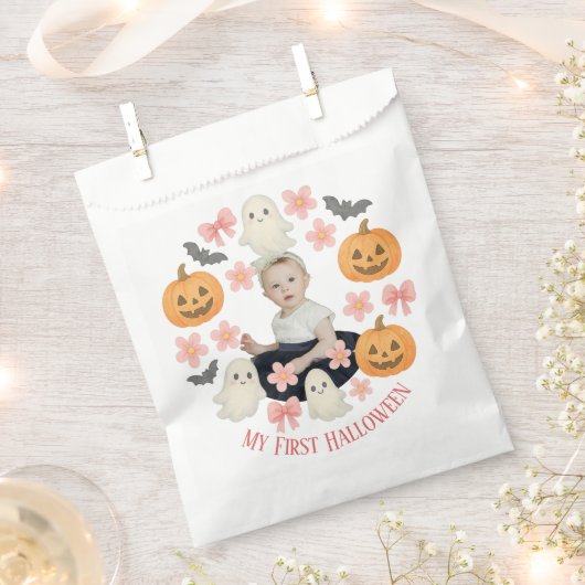 Sachets En Papier Mon premier Halloween | Mignonne Citrouille et cou (Coupé)