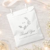 Sachets En Papier Monogram Sage Green Wreath Classic Mariage invité (Coupé)