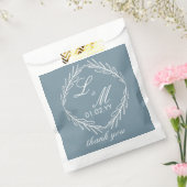 Sachets En Papier Monogram Script Branch Bleu Poussiéreux Mariage (Scellé)
