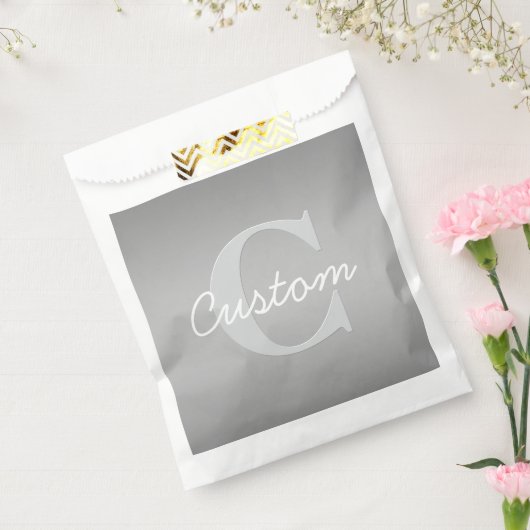 Sachets En Papier Monogramme blanc curé et gris | Couleurs modifiabl (Scellé)