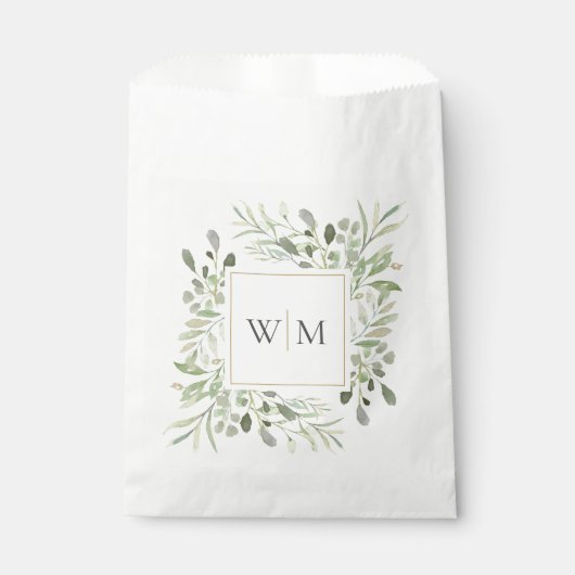 Sachets En Papier Monogramme Botanique Mariage de feuillage (Devant)