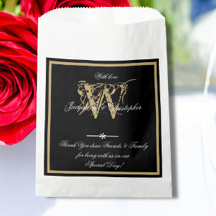 Sachets En Papier Monogramme classique B & W & Gold + Noms Moderne C