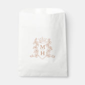 Sachets En Papier Monogramme couronne rose or mariage (Devant)