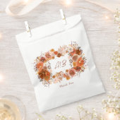 Sachets En Papier Monogramme Crème de courge Florale Mariage en terr (Coupé)