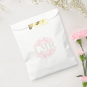 Sachets En Papier Monogramme de cadre Vintage rose et beige
