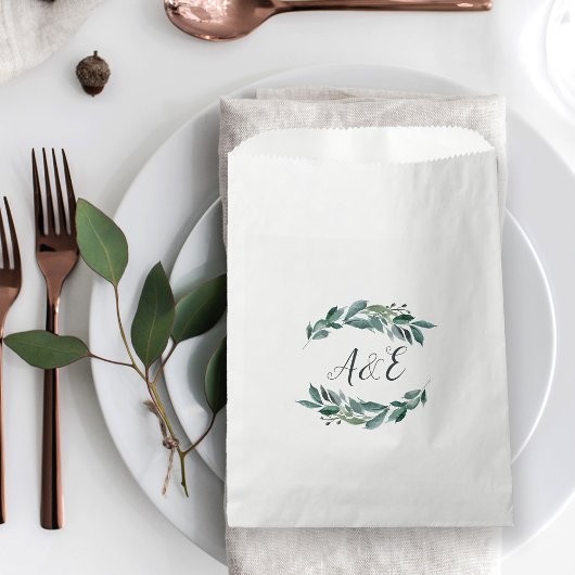 Sachets En Papier Monogramme de feuillage abondant