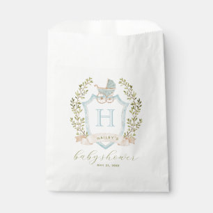 Sachets En Papier Monogramme de la crête de bébé   Baby shower bleu