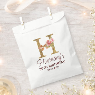 Sachets En Papier Monogramme de lettre H or rose blush rose