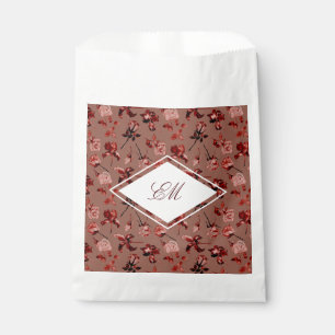 Sachets En Papier Monogramme de mariage botanique à l'aquarelle brun