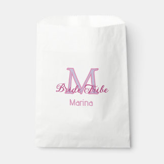 Sachets En Papier Monogramme de tribu de mariée simple mini-rose rou