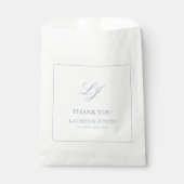 Sachets En Papier Monogramme Dusty Blue Elegant Merci Mariage (Devant)