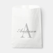 Sachets En Papier Monogramme élégant blanc et gris (Devant)
