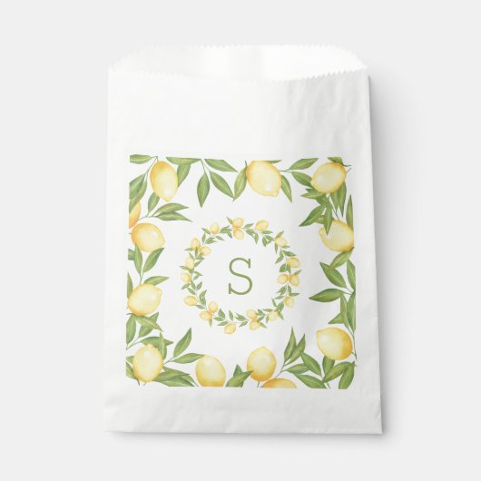 Sachets En Papier Monogramme Élégant de Verdure de Citrons (Devant)