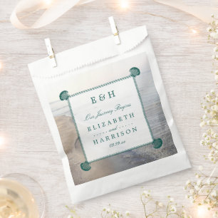 Sachets En Papier Monogramme élégant et mariage Turquoise sur la pla