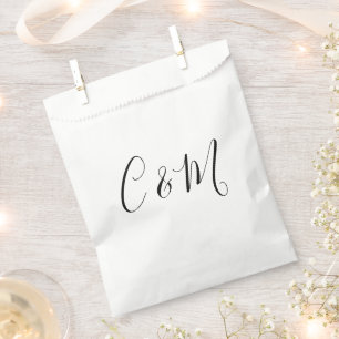 Sachets En Papier Monogramme Élégant Noir et Blanc