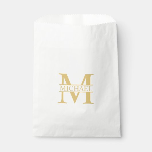 Sachets En Papier Monogramme et nom personnalisés Gold (Devant)