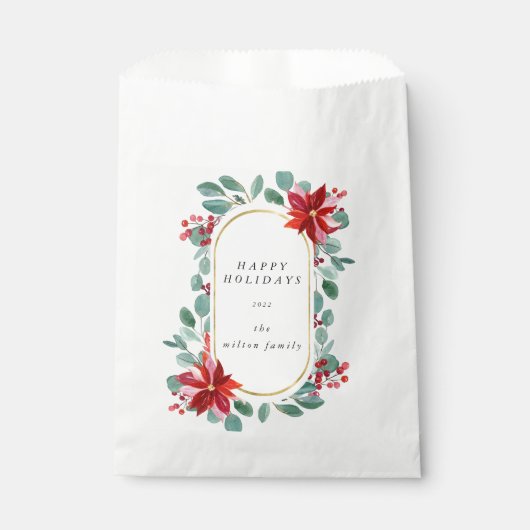 Sachets En Papier Monogramme floral rouge Poinsettia (Devant)